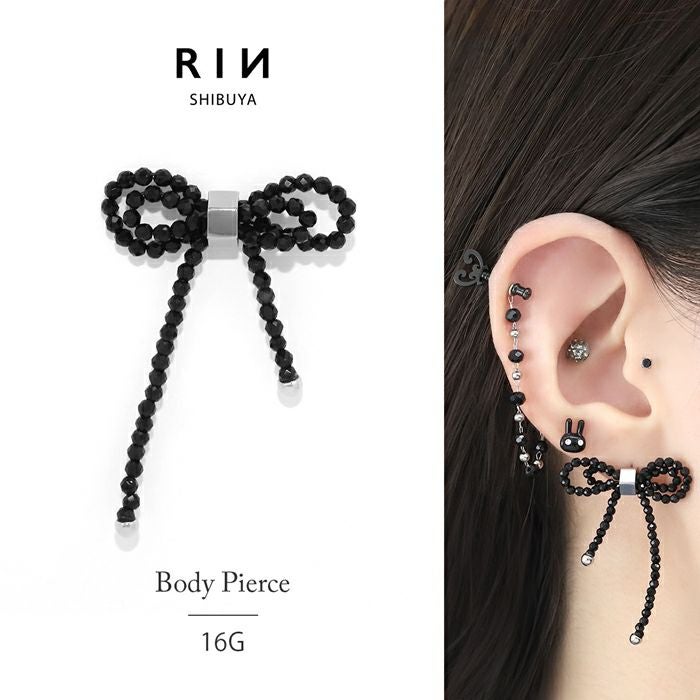 バレエコアビーズリボンピアス｜ボディピアス凛【公式】