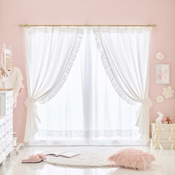 多機能フリルレースカーテン(100×176・2枚組)｜かわいいお姫様