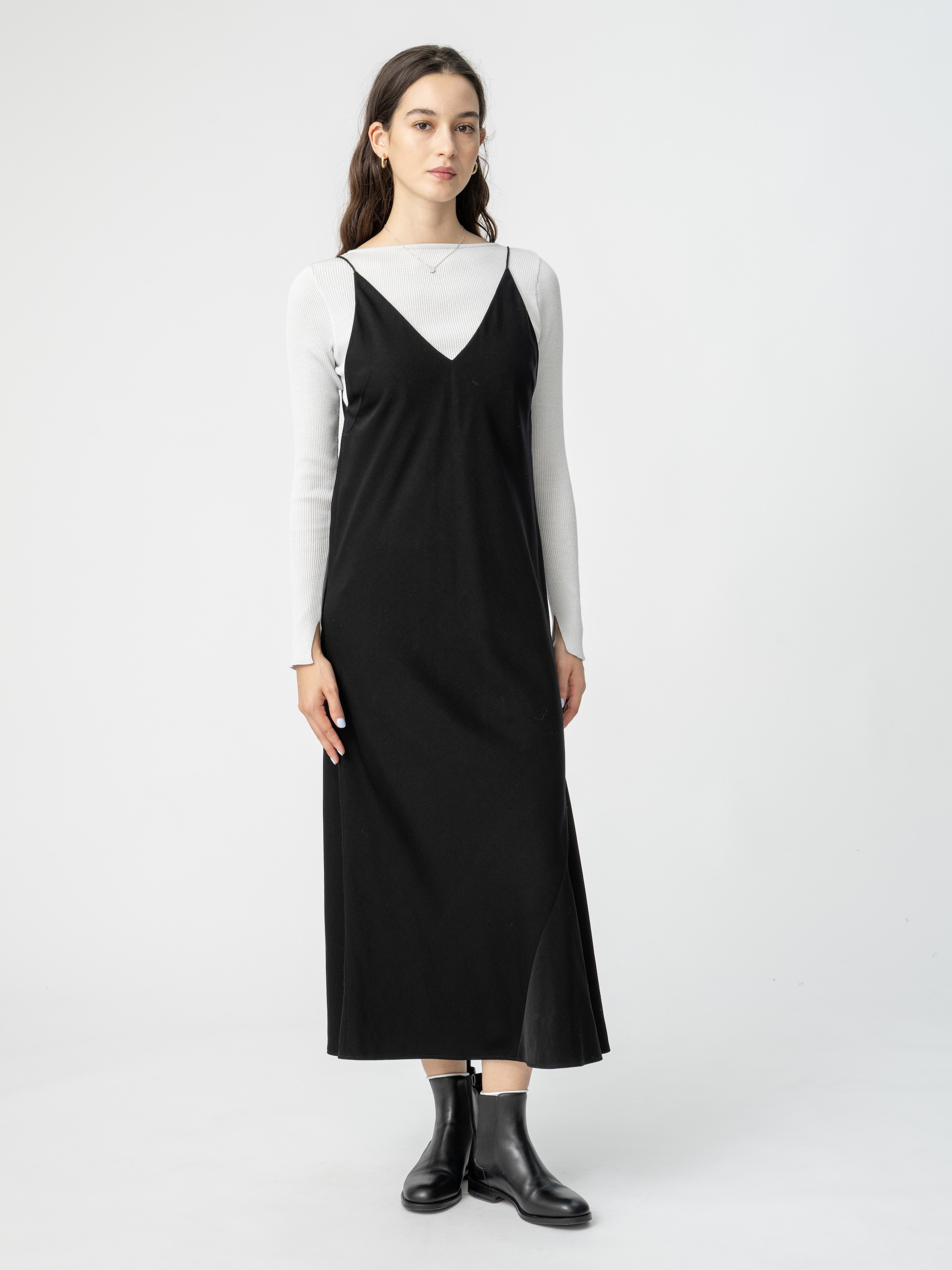 サテン キャミソールドレス（クリーム/ブラック）｜Ron Herman(ロン