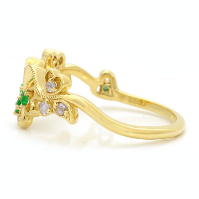 エメラルド×ローズカットダイヤリング「四つ葉のクローバー」 PT900