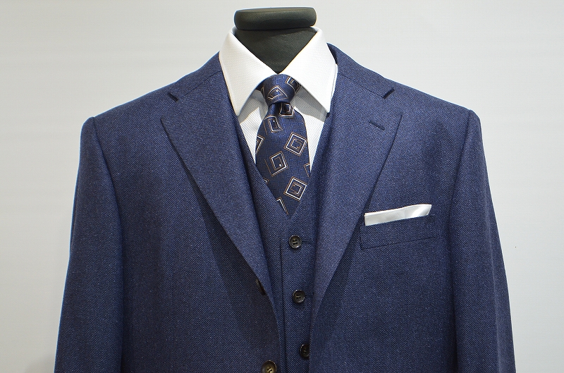 CANONICO】秋冬向け/Super120's/ネイビー/フランネル(バーズアイ