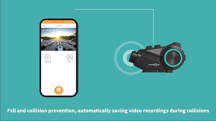 FreedConn R3 Pro Motorcycle Bluetooth Headset with 2K Camera, Hi