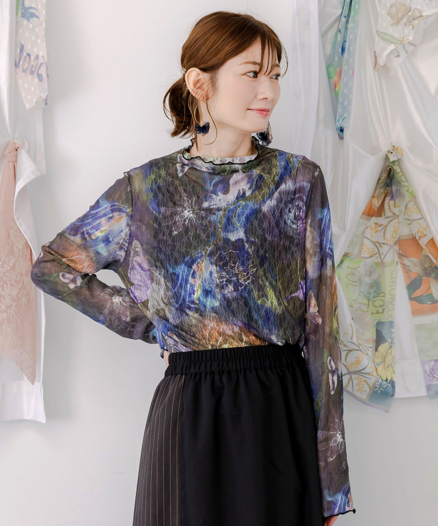 553232：アート花柄チュールロンTの通販-ScoLar