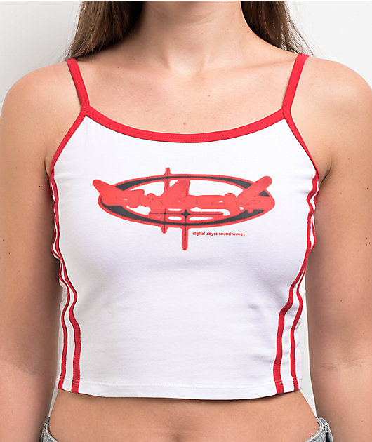 A.LAB Cherry White & Red Crop Tank Top | Zumiez