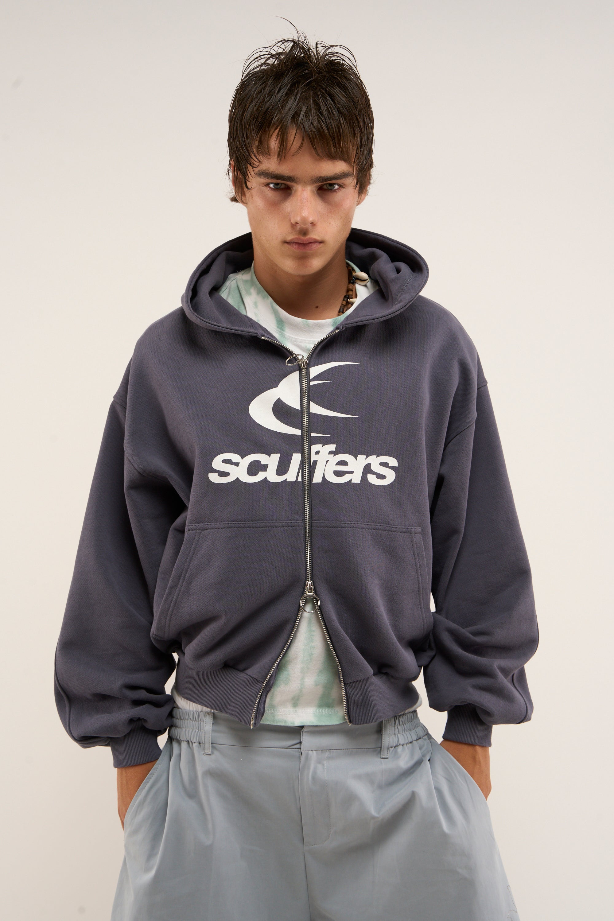 Logo Navy Zipped Hoodie – Scuffers