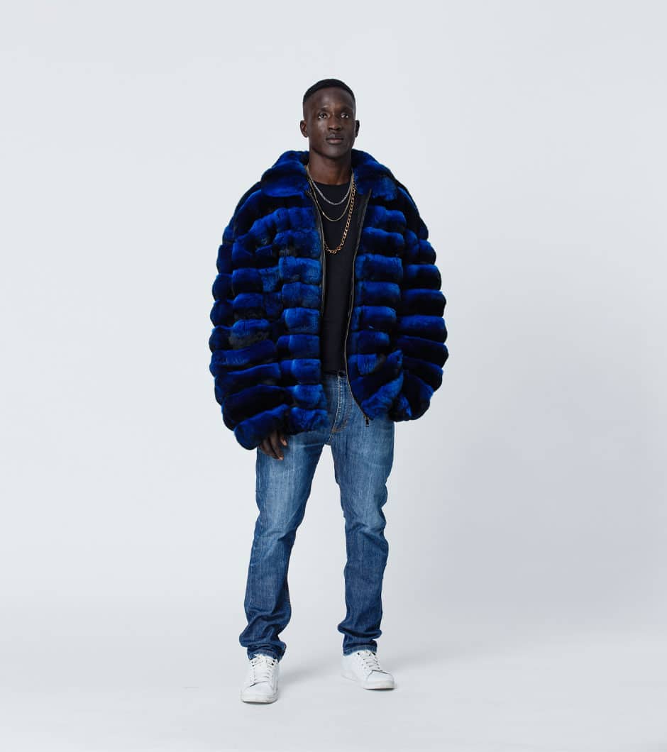 James | Luxury Men's Blue Chinchilla Fur Jacket - Samarasfurs.com