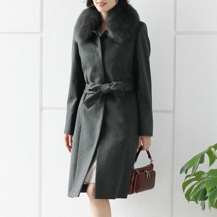 Filomo カシミヤ コート レディース カシミヤ100% ロング フォックス