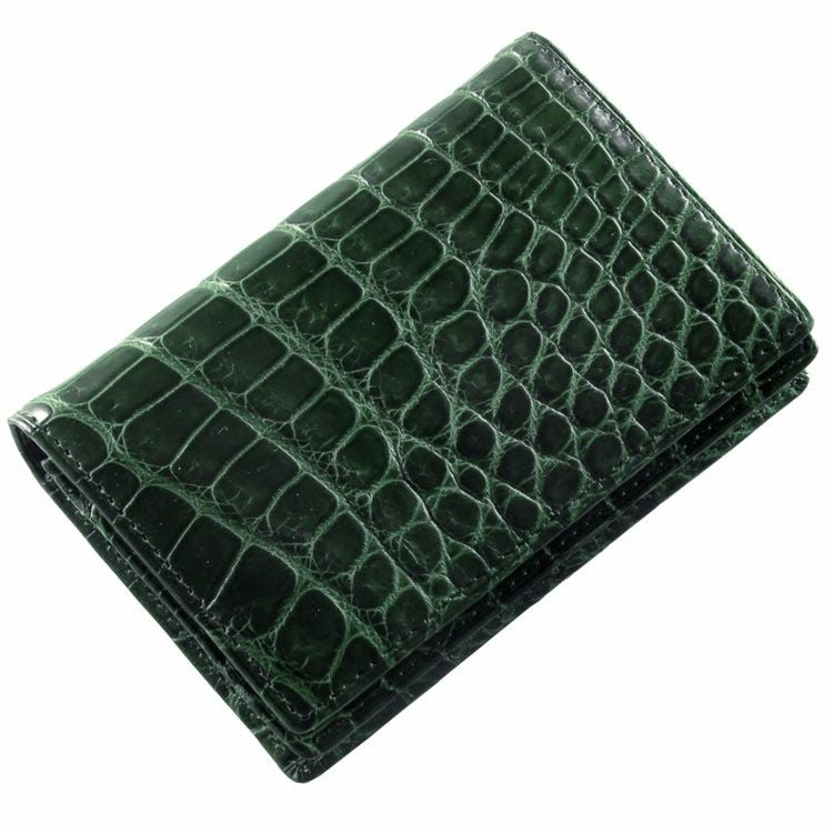 クロコダイル 名刺入れ カードケース マット 加工 一枚革 無双 日本製
