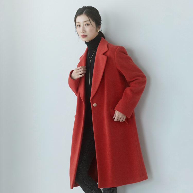 チェスターコート アンゴラ ウール混 レディース ロング コート 秋 冬