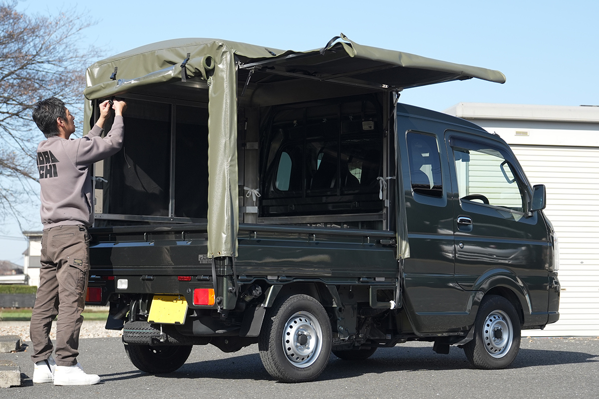 RV-SuperCarry スーパーキャリイ荷台用 フレーム＆三開放幌 国産セット