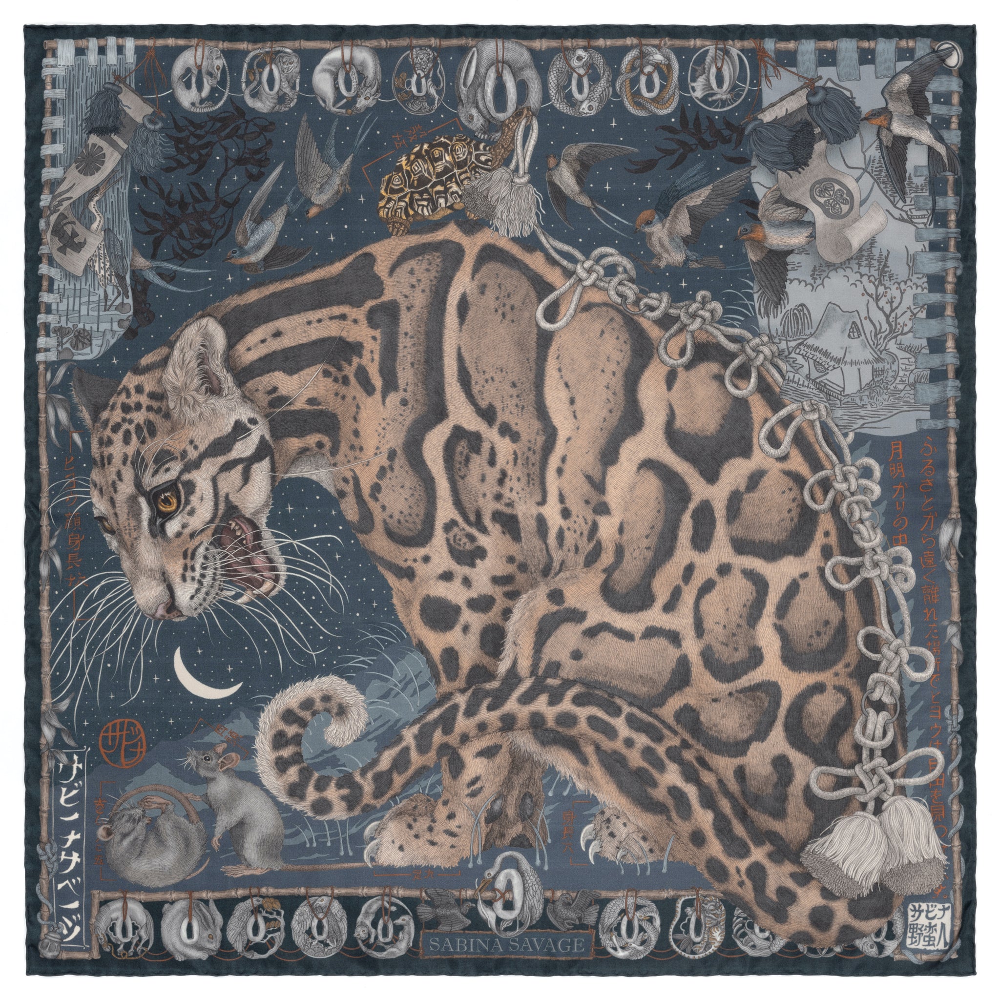 The Lunar Leopard Silk Twill Scarf 90 – Sabina Savage