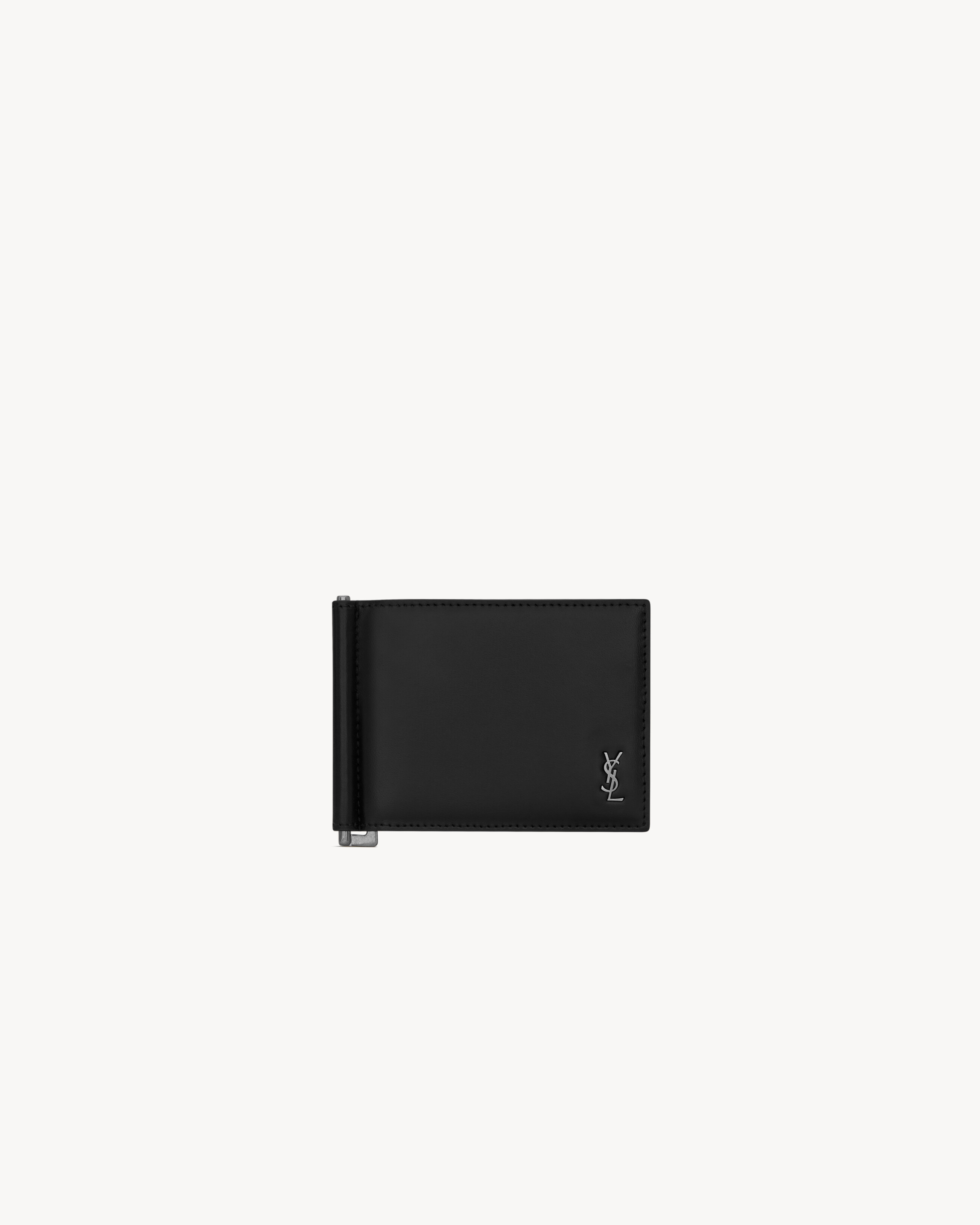 TINY CASSANDRE Bill clip wallet in matte leather in Black | Saint