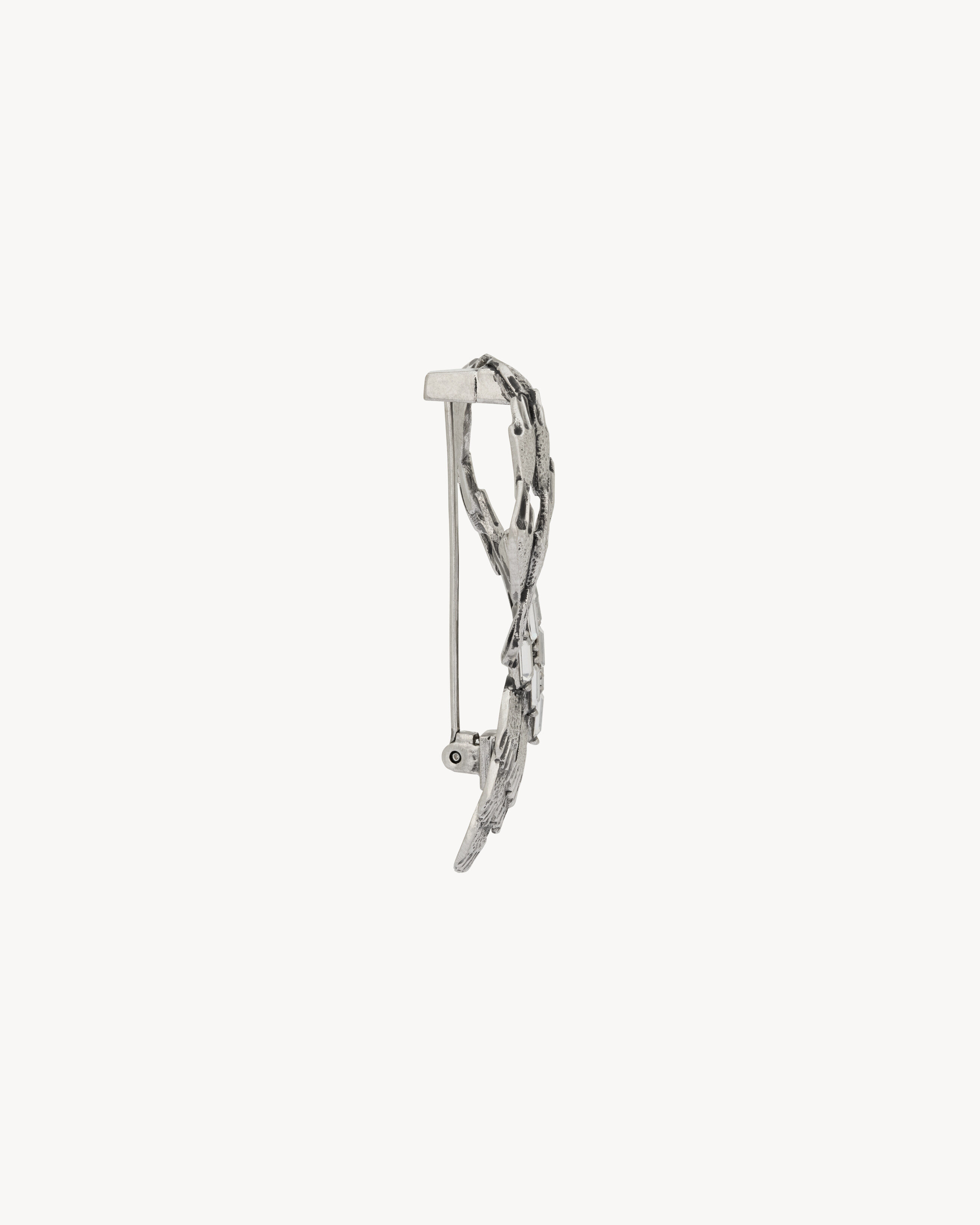 CRYSTAL WATERFALL BROOCH IN METAL in Silver | Saint Laurent | YSL