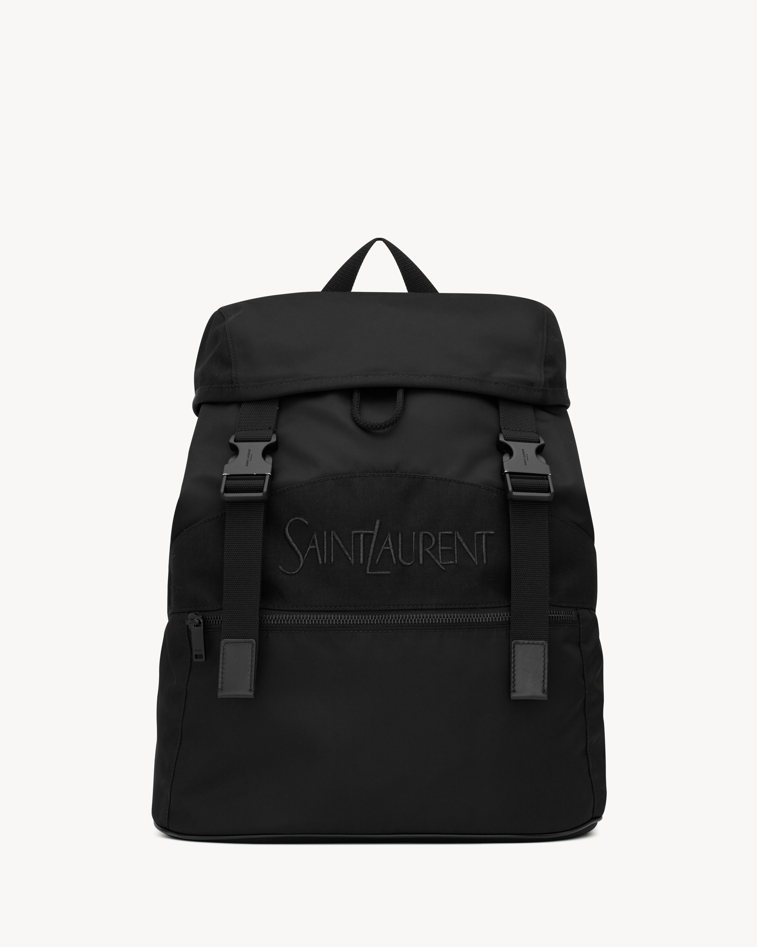 SAINT LAURENT backpack in ECONYL® and vegetable-tanned leather in