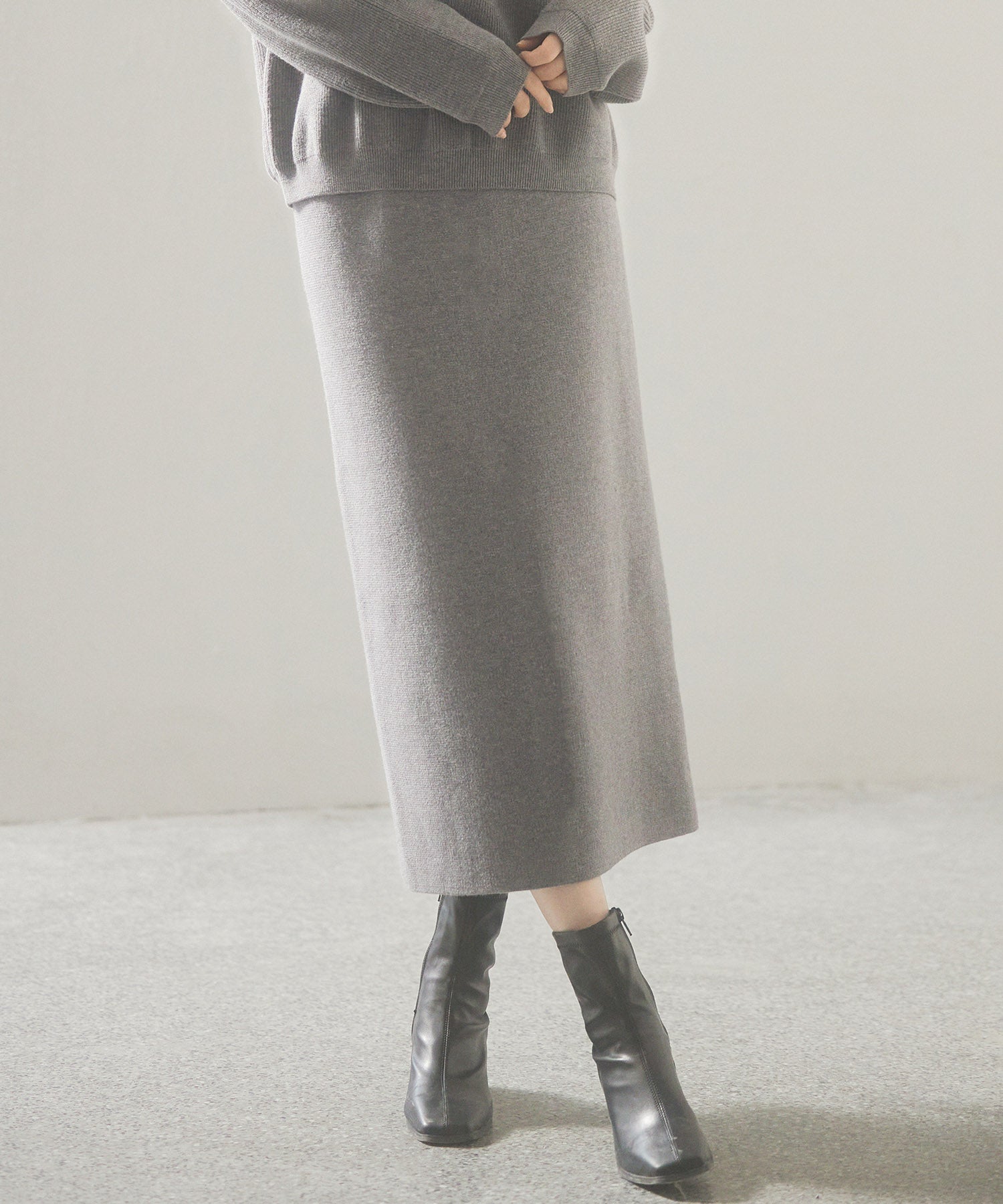 予約販売12月中旬発送 裏起毛タイトニットスカートsdp8041 グレー