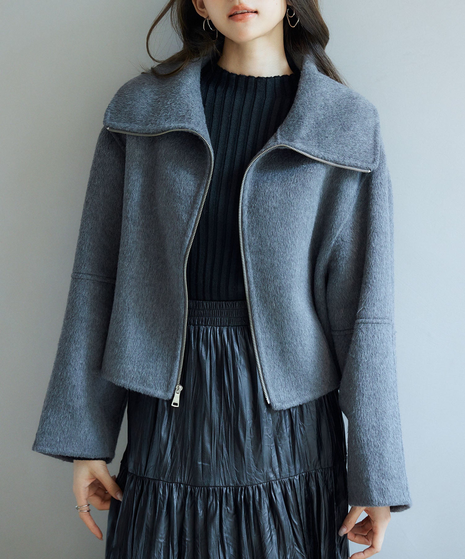 ダブルフェイスショート丈コートsdpps0512 チャコール – [公式]SAISON