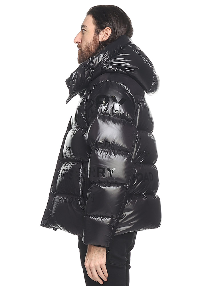 BURBERRY (バーバリー) フード着脱可 ロゴプリント フルジップ ダウン