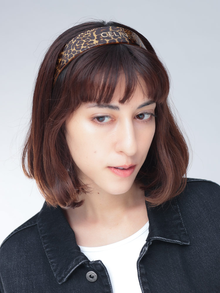 CELINE (セリーヌ) レオパード柄 ロゴ刻印 カチューシャ CELL461DJ6CST