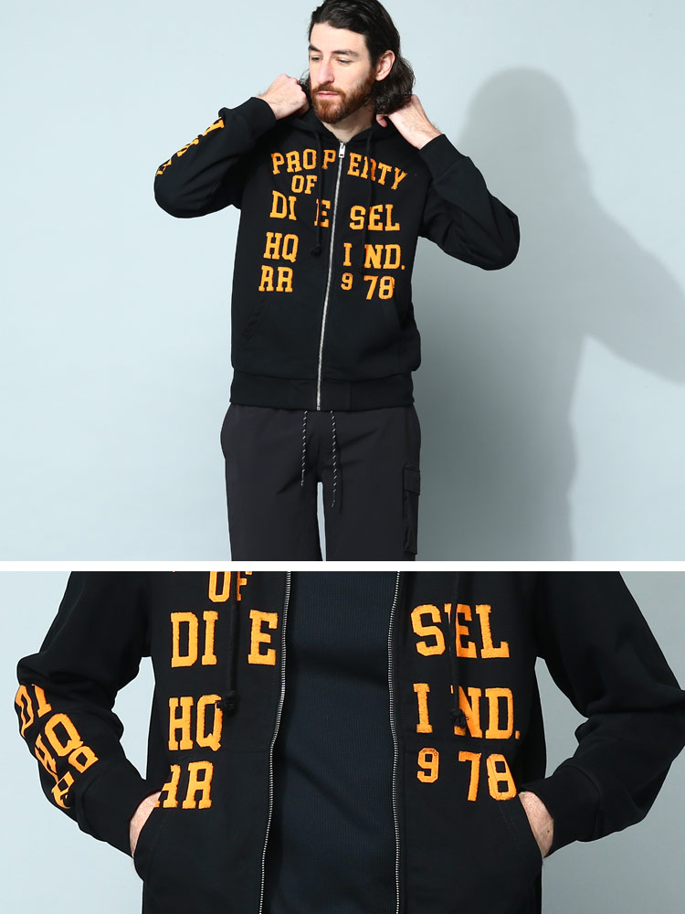 DIESEL (ディーゼル) プリント フルジップ パーカー S-GINN-HOOD-ZIP