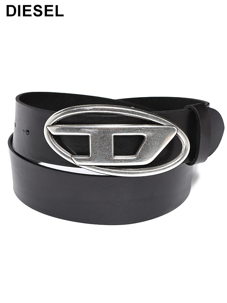 DIESEL (ディーゼル) プルアップレザー Dロゴ バックル留め ベルト 1DR