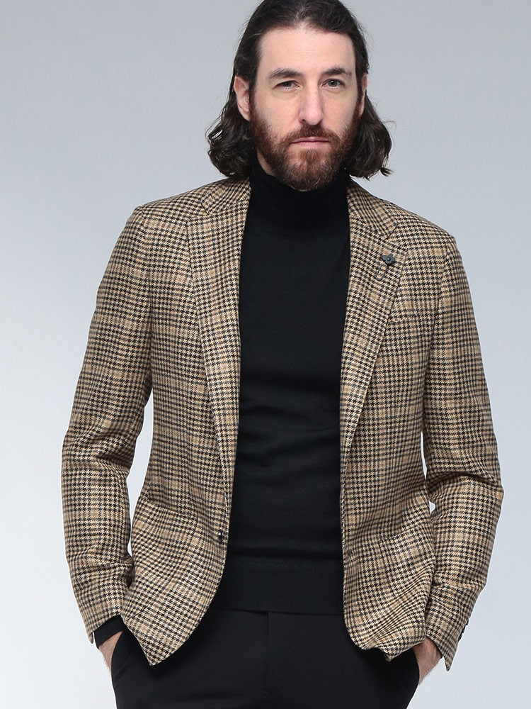 LARDINI (ラルディーニ) ウールカシミヤ グレンプレイド シングル