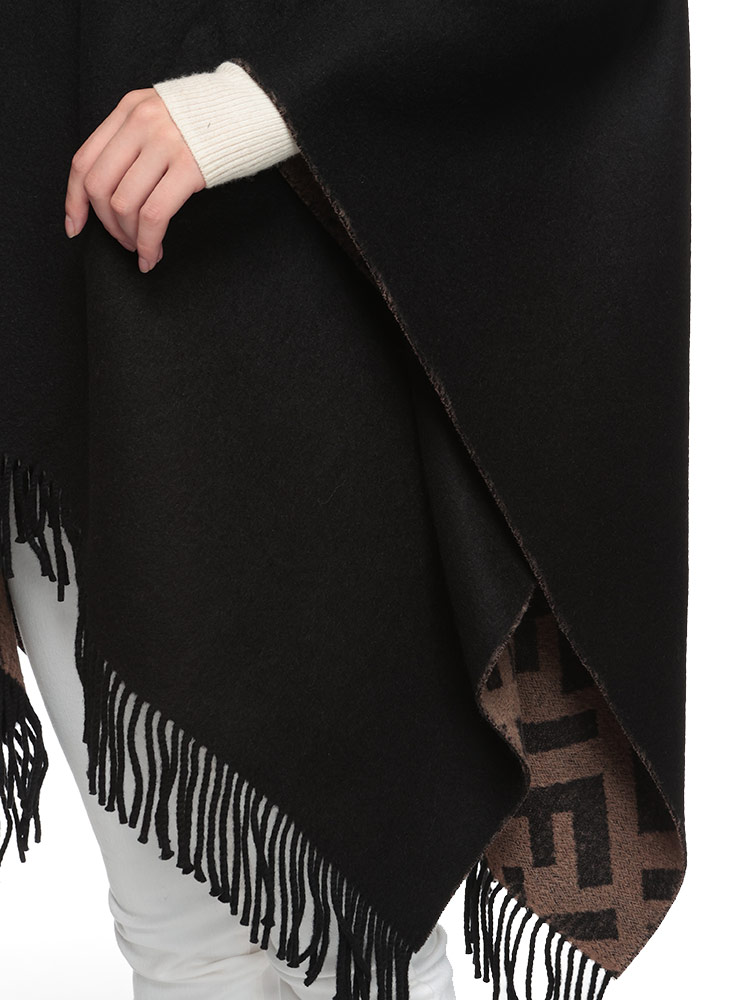 FENDI (フェンディ) リバーシブル カシミヤ＆ウール 無地 総柄