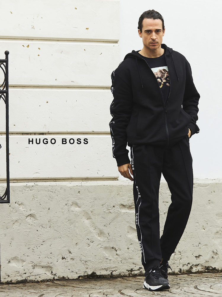 HUGO BOSS (ヒューゴボス) 裏起毛 サイドロゴ フルジップ パーカー