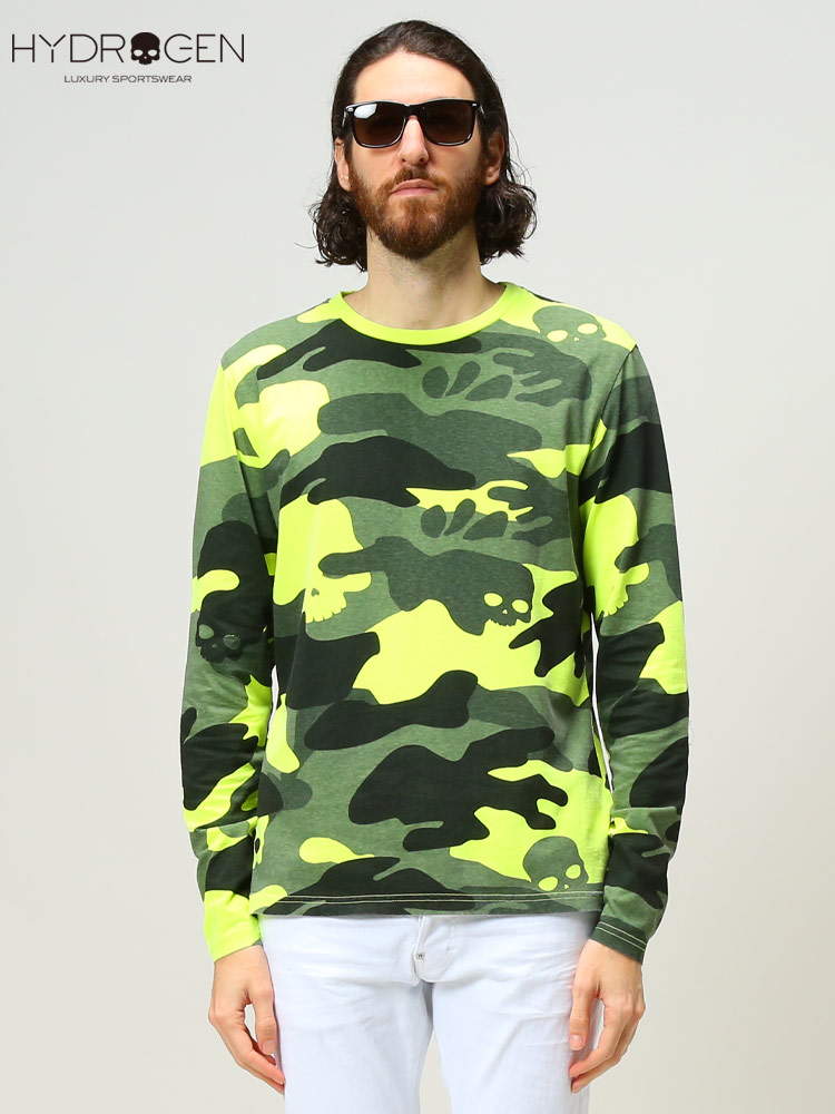 HYDROGEN (ハイドロゲン) ブランド メンズ 迷彩柄 スカル クルーネック