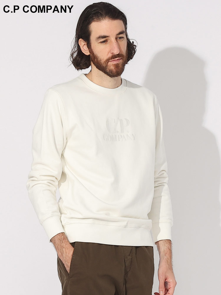 C.P COMPANY (シーピーカンパニー) 裏起毛 ロゴ刺繍 クルーネック