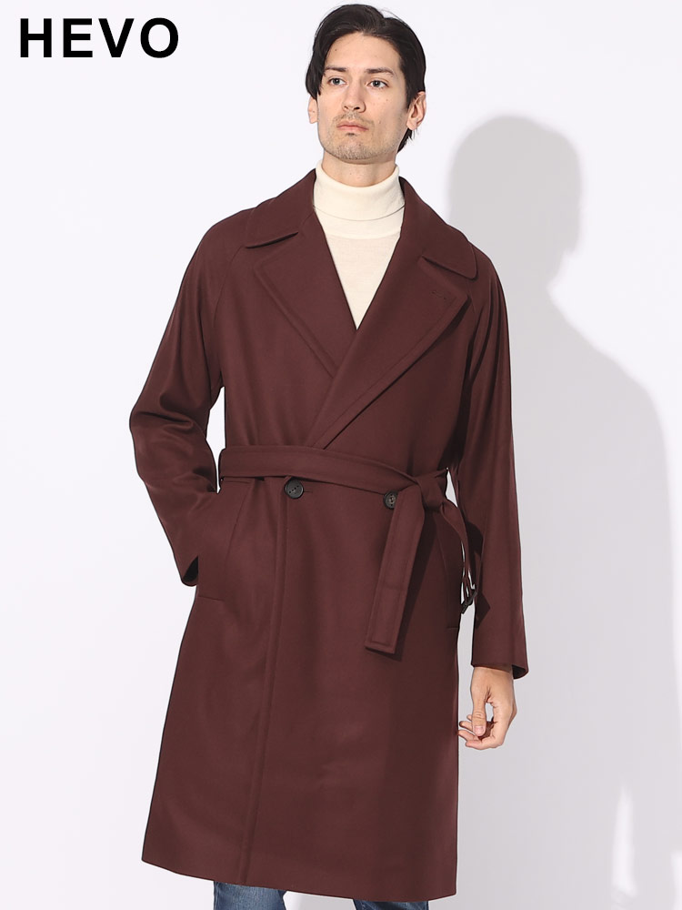 HEVO (イーヴォ) ウエストベルト ダブル ロングコート BRINDISI