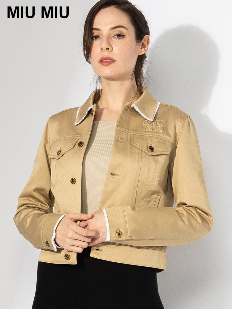 MIUMIU (ミュウミュウ) ダブルポケット ロゴ フルボタン チノ