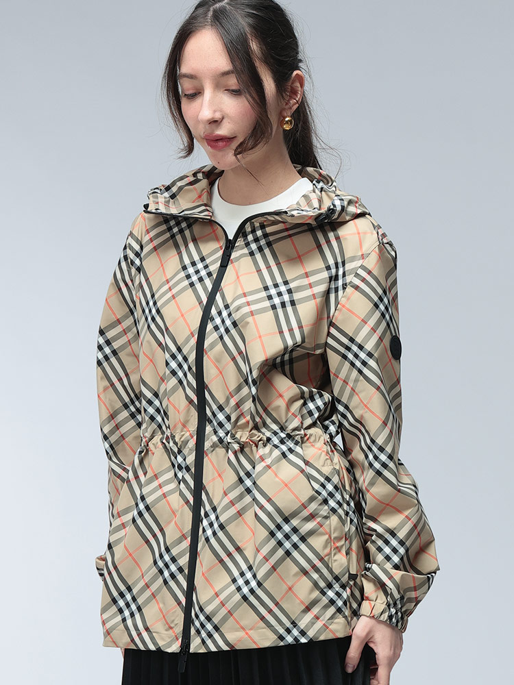 BURBERRY (バーバリー) ロゴ フード クラシカル チェック柄 フルジップ