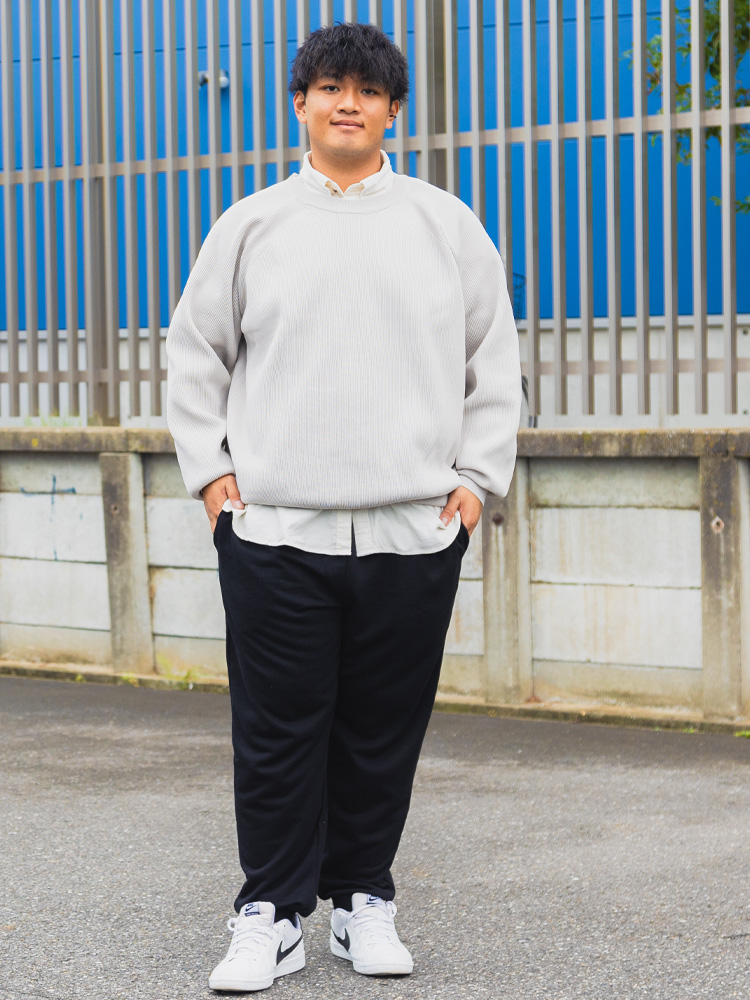 ふわかる ストレッチ 軽量 クルーネック 畦編み ニット (B＆T CLUB