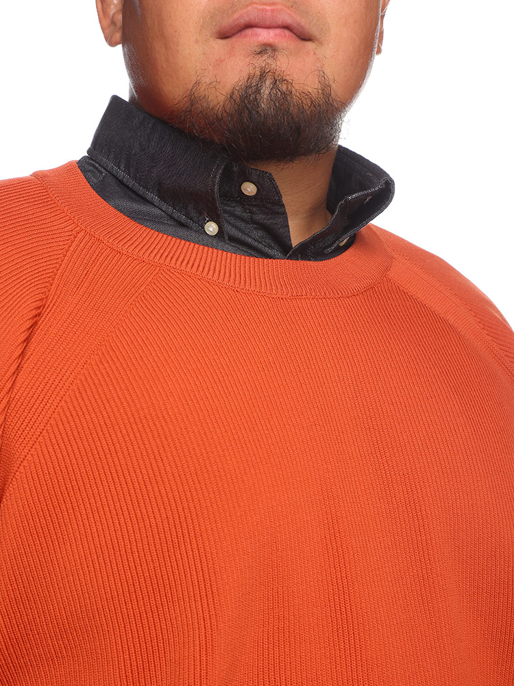 ふわかる ストレッチ 軽量 クルーネック 畦編み ニット (B＆T CLUB