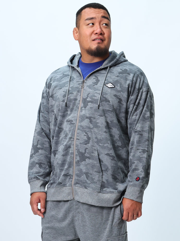 ジップパーカー コットンタッチ ダンボール生地 迷彩柄 トップス