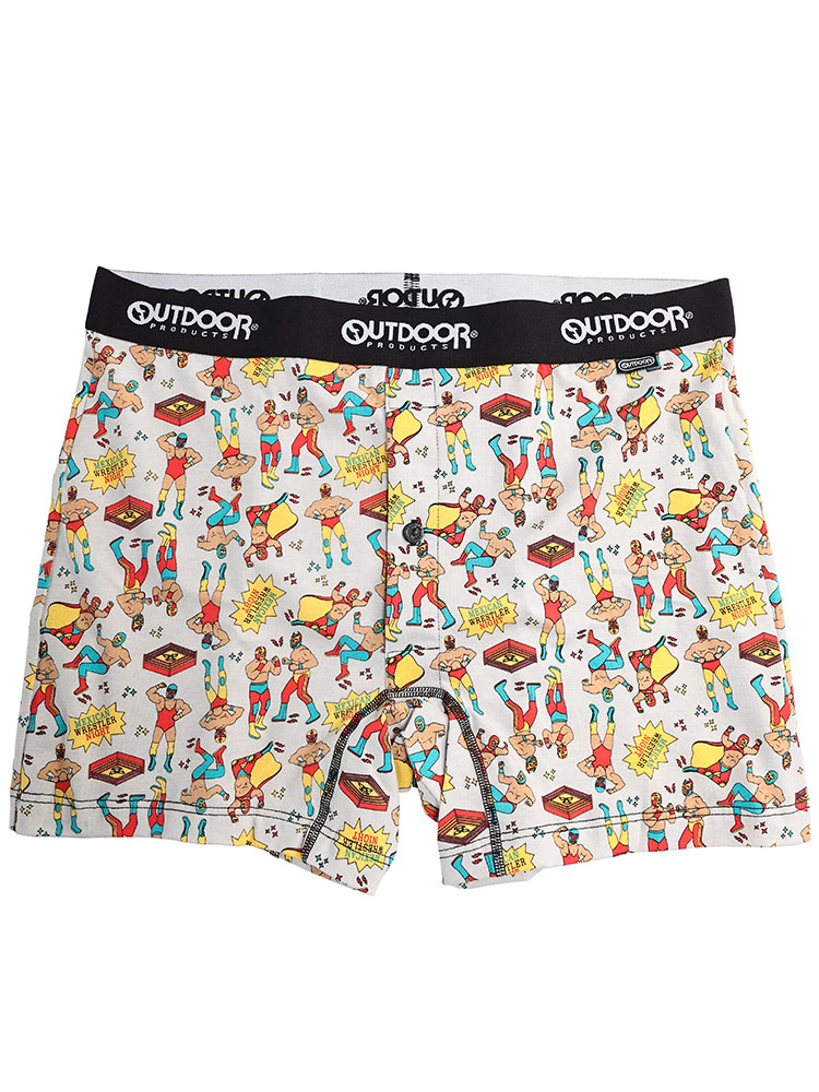 ボクサーパンツ 吸水 ストレッチ レスラープリント 前開き 肌着 下着