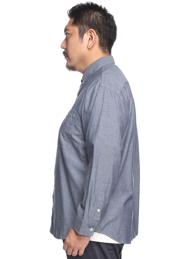 ボタンダウン 長袖 シャツ ステッチポケット シャンブレー ワーク