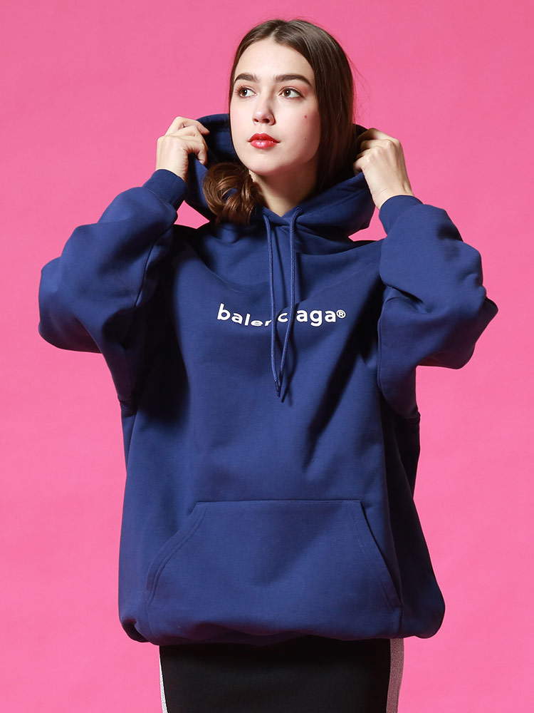 BALENCIAGA (バレンシアガ) ロゴプリント フード プルオーバー 長袖