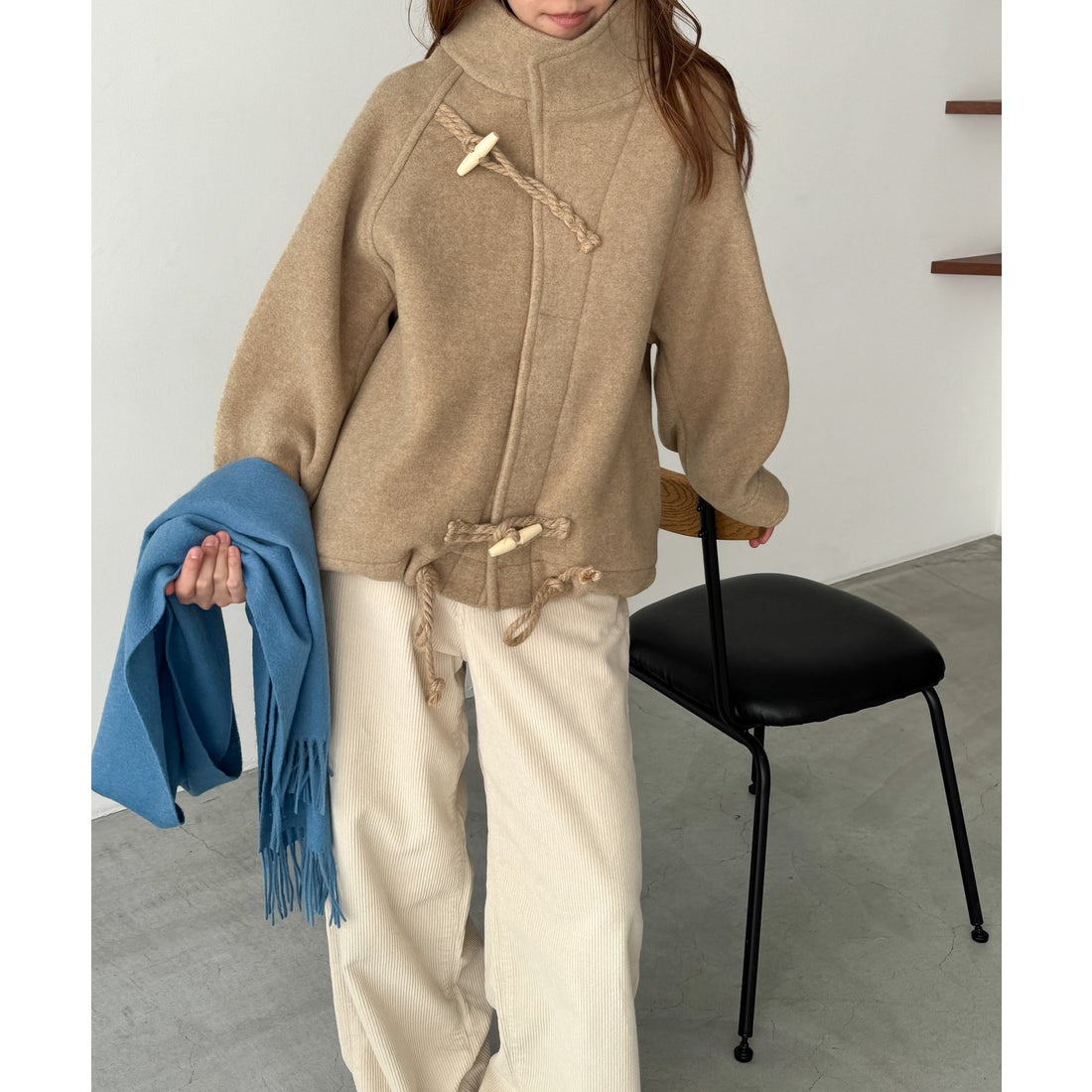 キャナルジーン CANAL JEAN El mar ウールスタンドカラーダッフル