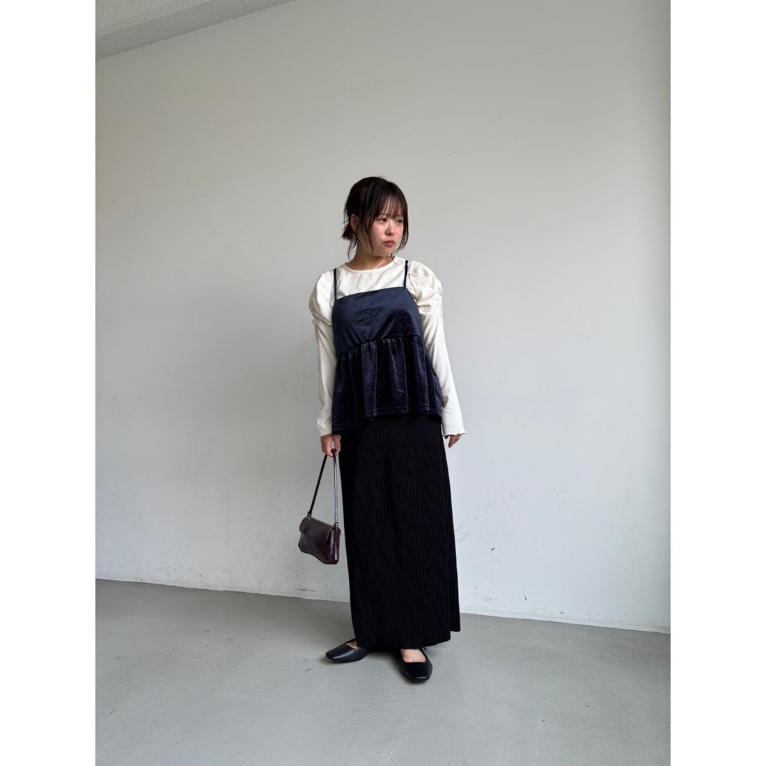 コカ coca ラインストーンベロアキャミソール （Black