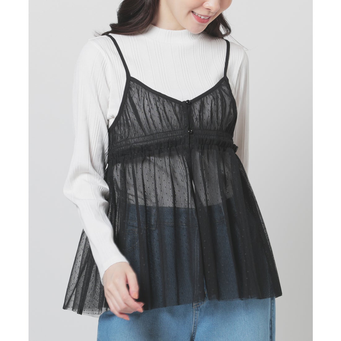 Vaquera ブラック シルク シースルーキャミソール XL Vaquera ブラック