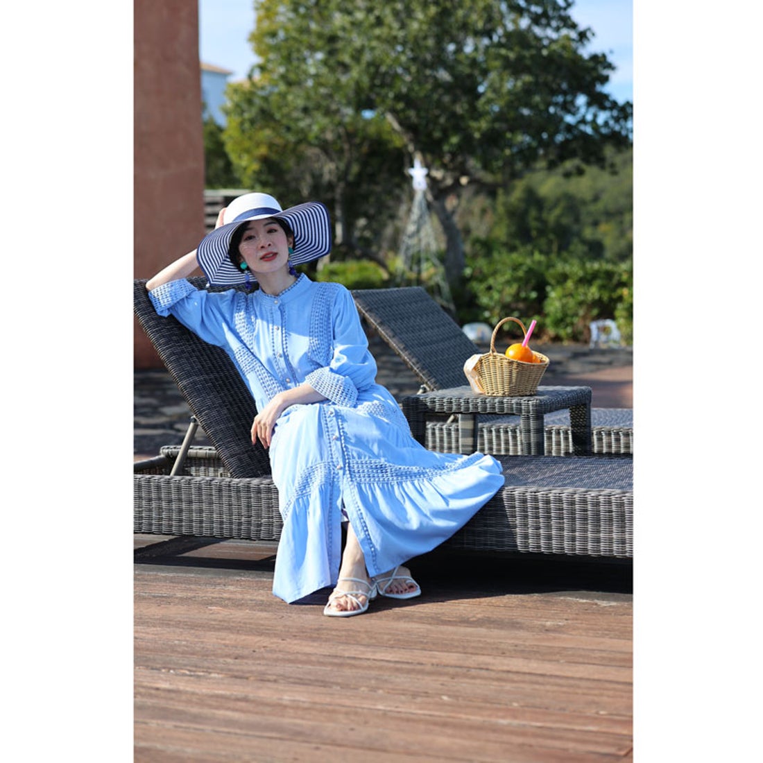 カワイイ CAWAII 爽やかな風感じるサークルレースのロングワンピース