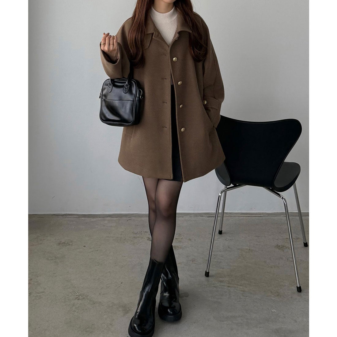 カラウティア callautia callautia ゴールドボタンミドルコート