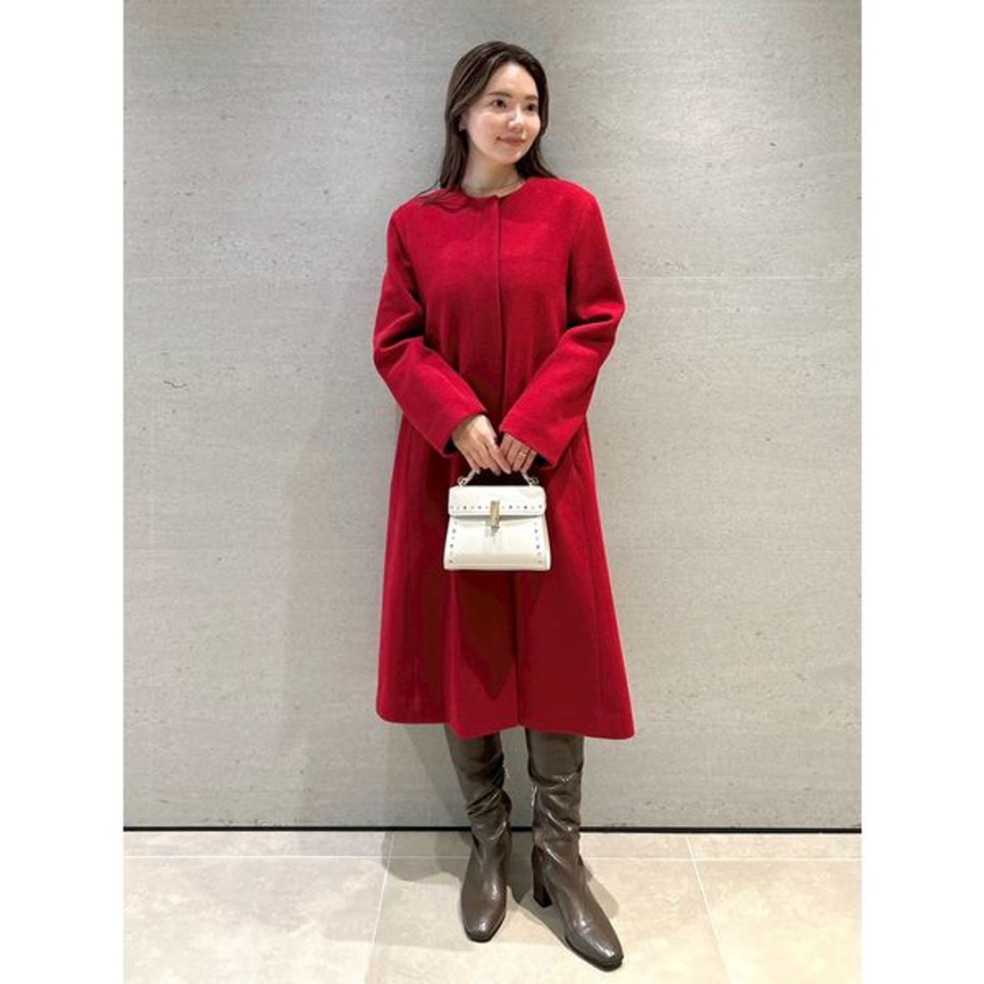 セルフォード CELFORD リボンストール付きノーカラーコート （CGRY