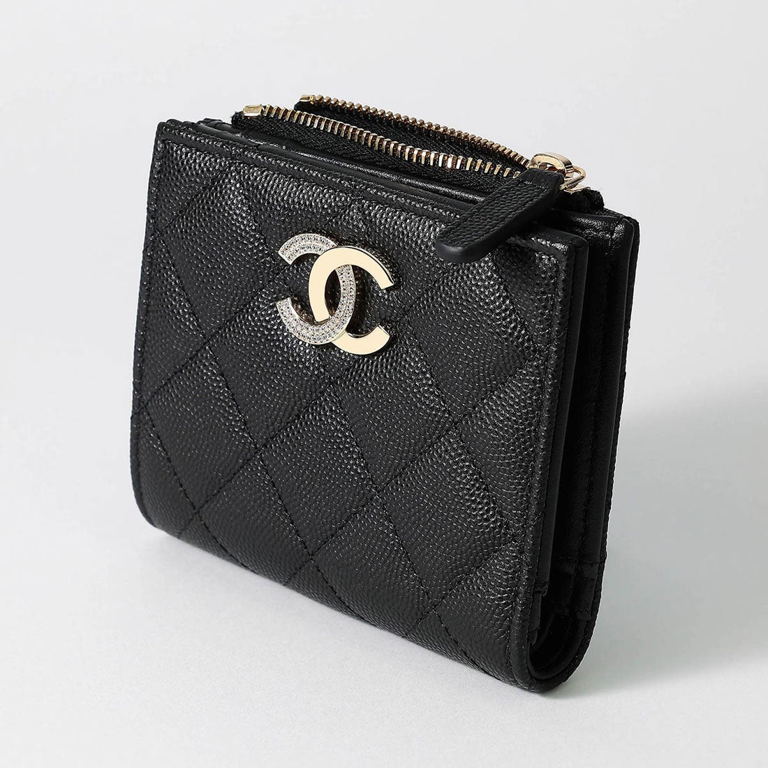 シャネル CHANEL 2つ折り財布 キャビアスキン スモール ウォレット