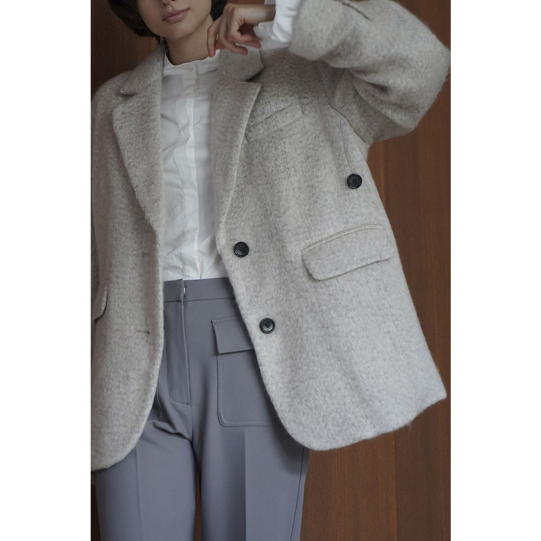 クラネ CLANE MIX SHAGGY OVER TAILORED JACKET （IVORY