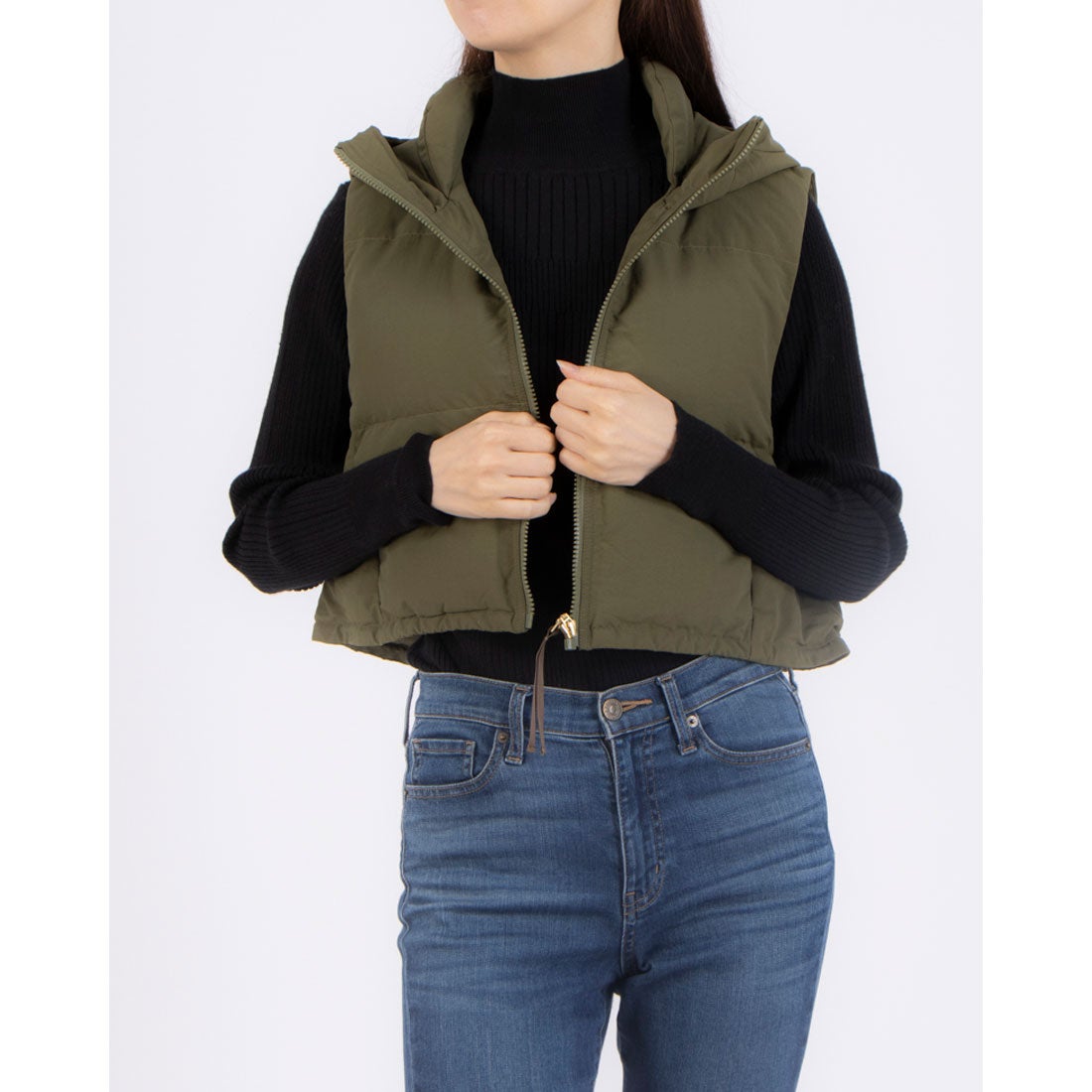 アンナニコラ Anna Nicola ショートダウンベスト （カーキ