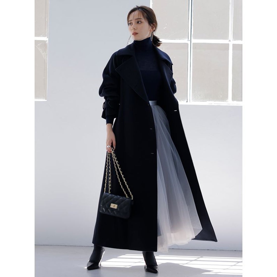 アニュアンス anuans ウールトレンチコート （BLUEGREY