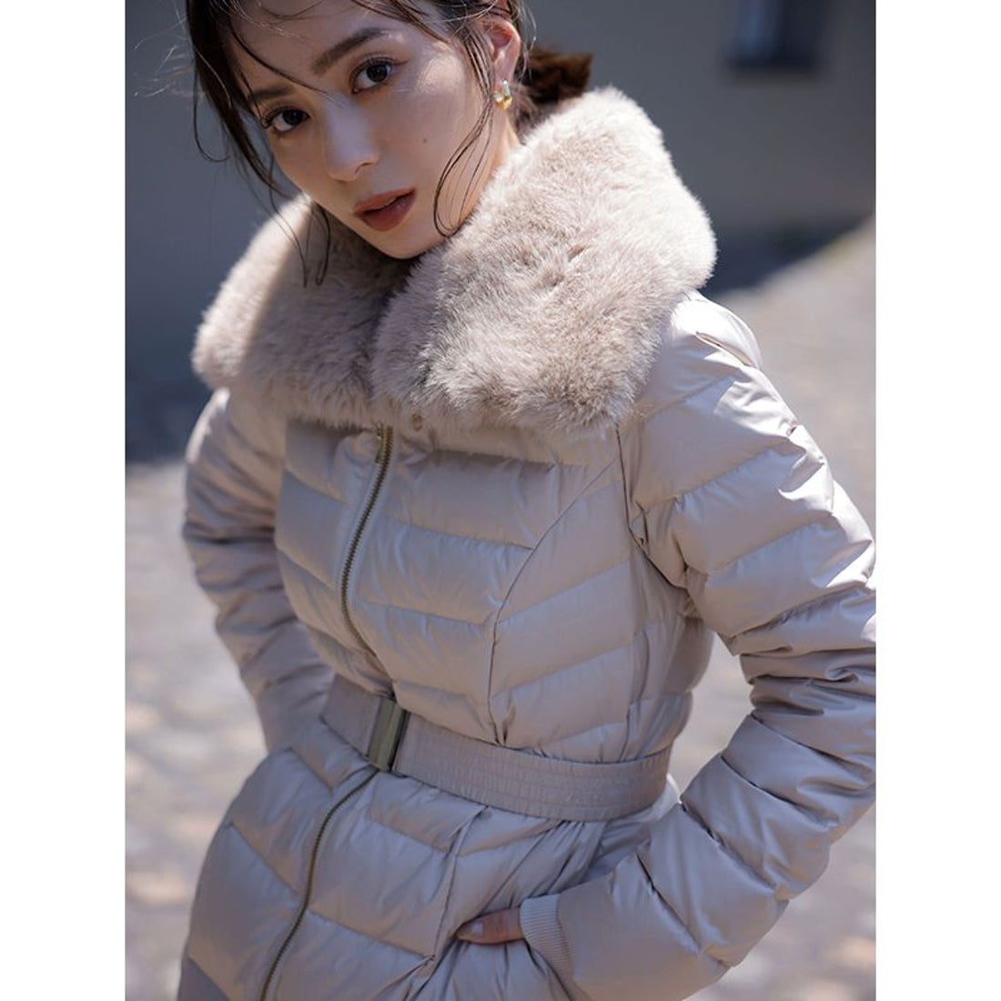 アニュアンス anuans 2wayファーカラーダウンコート （BEIGE