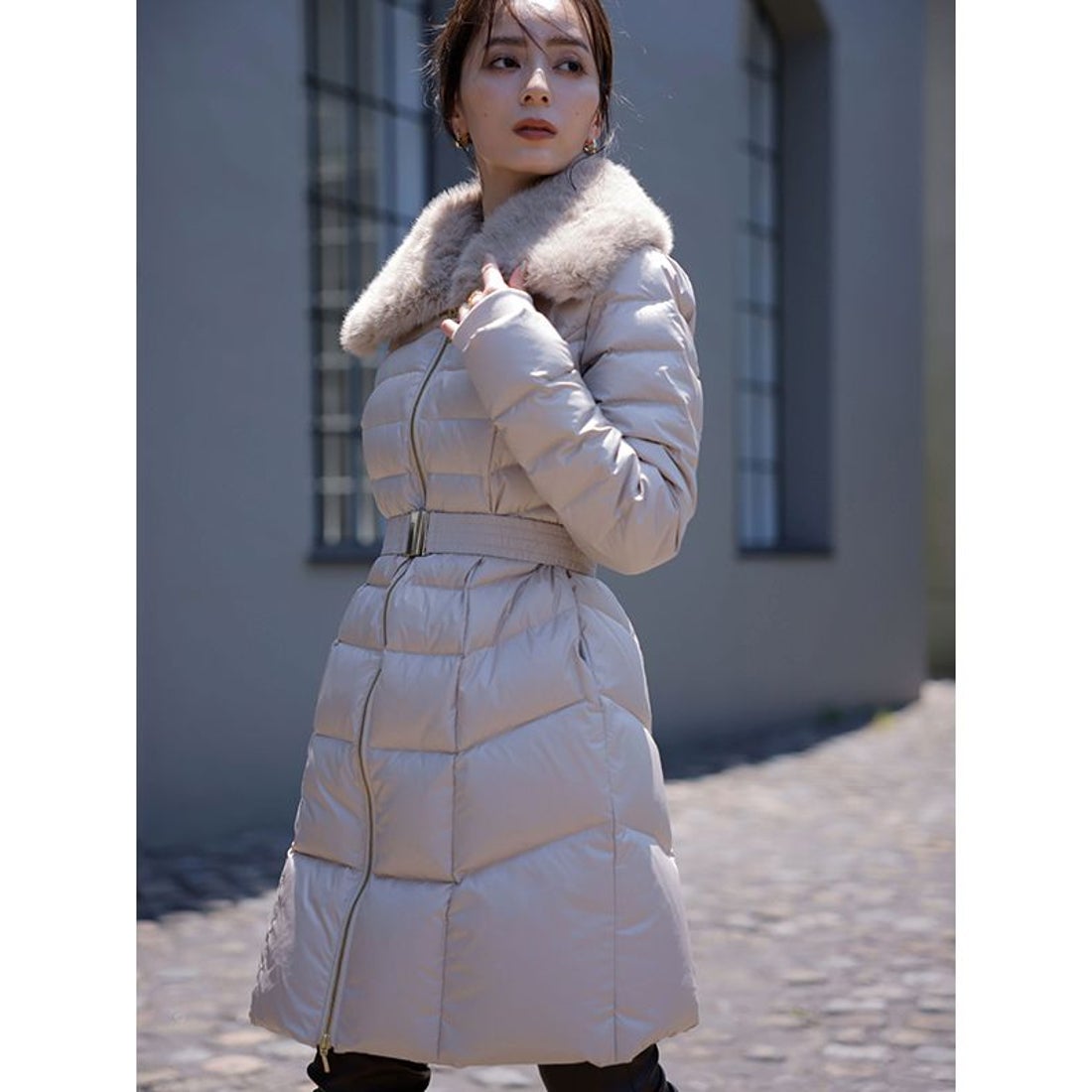 アニュアンス anuans 2wayファーカラーダウンコート （BEIGE